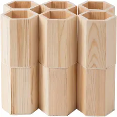 12pcs Wooden Pencil Holder,Table Top Organizer Stationery,L3.1 x W3.1 x H3.9in Desk Accessories Makeup Brush Holder for School Home Office Supplies