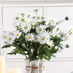 2 PCS Artificial Silk Daisy Flower Bouquet for Home Table Centerpieces Arrangement Decoration, White