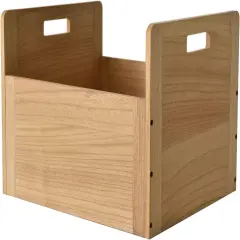 Wooden Vinyl Record Storage Box Storage Crate Box for LP Hold Up to 80 Records Natural