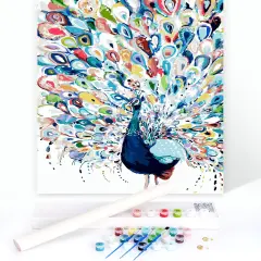Paint by Number for Adults Peacock Adult Paint by Number Kits on Rollded Canvas Colorful Animal Drawing Acrylic Beginner Paintwork DIY Crafts Without Frame 16x20 Inch