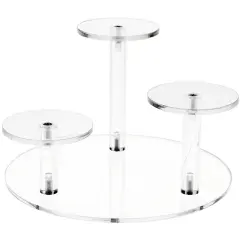 Plymor Clear Acrylic Round 8" Base Riser with 3 Round 3" Display Pedestals, 5" High