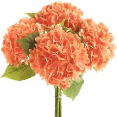 4 Pcs 20" Hydrangea Artificial Flowers - Tangerine Orange