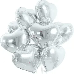 [10 Pack] Heart Shape Foil Balloons, 18" Mylar Balloons Aluminum Foil Decorations