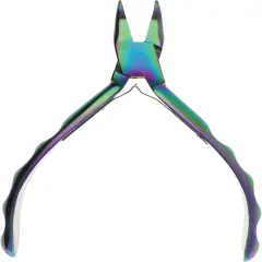 The Beadsmith Chroma Series Bent Chain Nose Plier, 5.5 inches (140mm), hardened stainless-steel head, rainbow titanium coating, contoured comfort grip handle and double-leaf spring