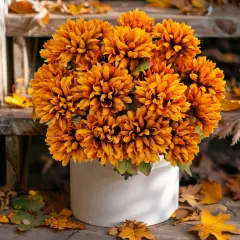 5 Pack 25 Heads Artificial Chrysanthemums Silk Fall Flower