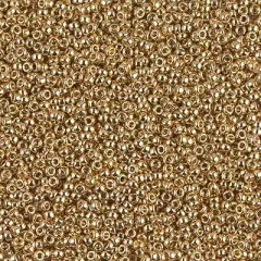 Miyuki 15/0 Round Seed Bead, 15-0193, 24kt Gold Light Plated, 8 grams