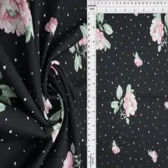 1 Yard 100% Polyester CEY Floral Geo Digital Print Fabric, 58/59&Prime; Wide BLACK