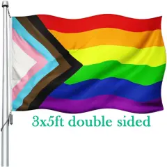 Progress Pride Rainbow Flag 3x5 Double Sided-Heavy Duty LGBTQ 2025 Gay Pride Lesbian Flags Banner 3x5ft Outdoor Fade Resistant