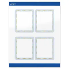 Avery Printable Rectangle Labels, Gold Dots with Blue Border, 4" x 3-1/3", Glossy White Rectangle Labels, Permanent, Laser/Inkjet, 40ct, Great for Product Labels
