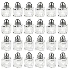 Set of 24 Mini Salt and Pepper Shakers (Glass and Stainless Steel, 0.5 oz) Clear