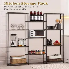 4-Tier Industrial Bookshelf with 11 Open Shelves &ndash; Heavy Duty 980 lbs Capacity, Anti-Tip Design & Adjustable Feet for Living Room, Bedroom, Office, Grey Storage Cabinet