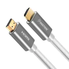Insten - 1.5 Feet HDMI Male to Male Cable, 2.1 Version, 8K 60Hz, 48Gbps, Gold Connectors, Nylon Braided, White