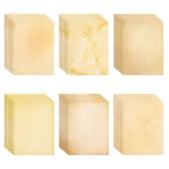 48 Sheets Vintage Style Aged Paper for Writing Letters, Scrapbooking, Invitations, Certificates, Crafts (8.5x11 In) Brown