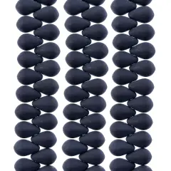 John Bead 114pcs 6x9mm Czech Glass White Alabaster Velvet Drop Bead Strands Black