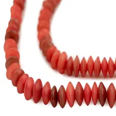 The Bead Chest Red Natural Saucer Seed Beads 8mm Wood 26 Inch Strand