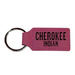 Keychain - Rectangle - Cherokee - Leather Pink/Black