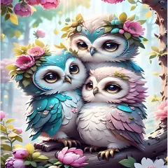 DIY 5D Owls Diamond Art Painting Kit 12x16inch