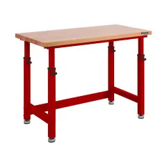 Seville Classics UltraHD Height Adjustable Workbench, 48" W x 24" D x 28.5" to 42" H Red