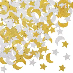 400 Pieces Glitter Star and Moon Paper Confetti Double Side Table Paper Confetti Sequin