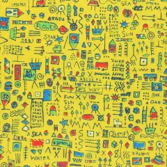 Mook Fabrics Graffiti Printed PUL Fabric [60 in. Wide] Yellow - By The Yard