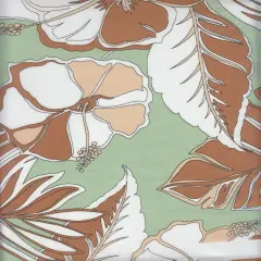 1 Yard Wool Dobby Tropical Leaf Print Fabric Soft Lightweight 57/58" Wide SAGE