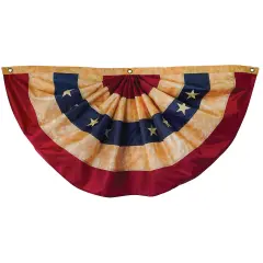 In the Breeze Stars and Stripes Pleated Fan Bunting, Antiqued/Tea-Stained, 2' x 4'