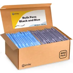 Enday Pens Bulk Black Pens Blue Pens Ballpoint, Medium Point (1.0mm), Flexible Round Barrel For Writing Comfort Ballpoint Pens For School, Office