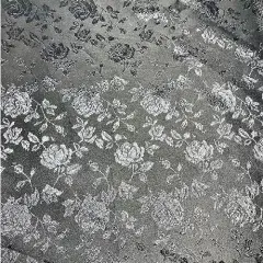 1 Yard Black Rose Floral Jacquard Satin 60/59&Prime; Width 100 Percent Polyester