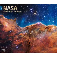 NASA Explore the Universe | 2026 14 x 24 Inch (Hanging) Monthly Deluxe Wall Calendar | Foil Stamped Cover | Plastic-Free