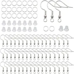 100 PCS Earring Hooks, 925 Sterling Silver Hypoallergenic Earring Hooks for Jewelry Making, 300 PCS Earring Making kit, Earring Making Supplies with Earring Backs and Jump Rings