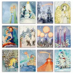 Religious Christmas Greeting Cards Boxed Set of 24 Nativity-Themed Holiday Notecards Featuring 12 Inspirational Designs, Perfect for Faithful Festive Wishes