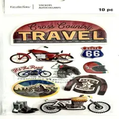Recollections Motorcycle Cross Country Travel Dimensional Stickers