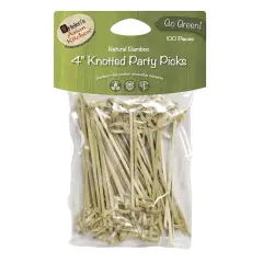 Helen's Asian Kitchen 4" Knotted Bamboo Appetizer Cocktail Party Picks - 100 Pack