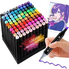 Alcohol Markers Set 120 Colors - Dual Tip