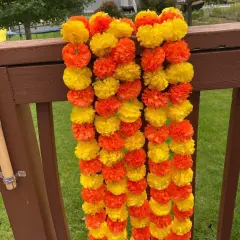 5ct Artificial Marigold Strings, Ugadi Decoration, Indian Decor Orange Yellow