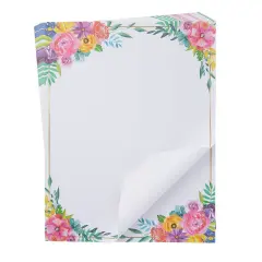 Floral Stationery Paper for Writing Letters, Printing (8.5 x 11 In, 100 Sheets) White