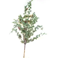 30" Green Icy Stowe Cedar Spray with Glitter and Pine-Cone Accents
