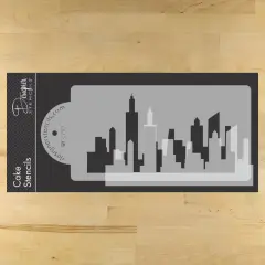 New York Skyline Cake Stencil | C757 by Designer Stencils | Cake Decorating Tools | Baking Stencils for Royal Icing, Airbrush, Dusting Powder | Reusable Plastic Food Grade Stencil for Cakes | Easy to Use & Clean Cake Stencil