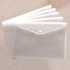 Clear Document Folders Transparent Filing Envelopes Waterproof Plastic Envelopes File Holder Filing Document Poly Envelope with Snap Button Closure for A4 Letter Paper Size (5 Pcs)