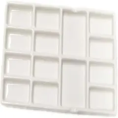 14 Wells Ceramic Artist Paint Palette - 8 Inch Porcelain Watercolor Painting Palette Ceramic Mixing Tray for Painters