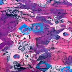 1 Yard Pink Astrology Print Spandex Fabric 58 Inches Wide