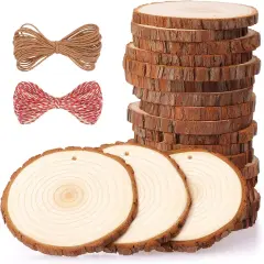 20PCS Natural Wood Slices &ndash; 3.5&ndash;4" Unfinished Predrilled Circles for DIY Crafts & Ornaments