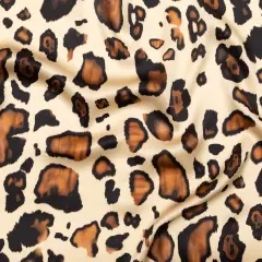 1 Yard Digitally Printed Silk Charmeuse Italian Natural Brown Animal Abstract Design - 55 Inches