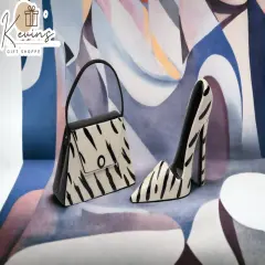 Ceramic Zebra Print Heels and Purse Salt and Pepper, Gift for Her, Gift for Mom, Gift for Friend or Coworker, Kitchen D&eacute;cor