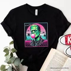 Vaperwave Frankenstein Retro Neon Horror T-Shirt, Synthwave 80's Styled Classic Halloween Tee