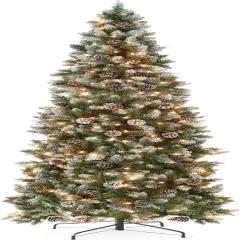 Pencil Christmas Tree Slim Frosted Tree with 250 Lights & Foldable Stand for Space Saving Holiday Decor White Lights