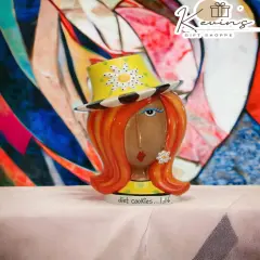 Ceramic African American Lady Daisy Flower Hat Cookie Jar, Home D&eacute;cor, Gift for Her, Mom, Friend, or Coworker, Kitchen D&eacute;cor