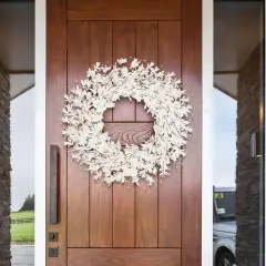 Summer Wreath for Front Door, 24 Inch White Wreaths Artificial