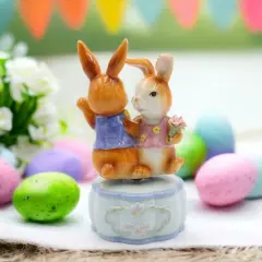 Ceramic Dancing Bunnies Music Box, Home D&eacute;cor, Gift for Her, Gift for Mom, Kitchen D&eacute;cor, Spring D&eacute;cor, Easter D&eacute;cor