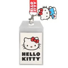 Hello Kitty Lanyard with Breakaway Rubber Charm and ID Sleeve